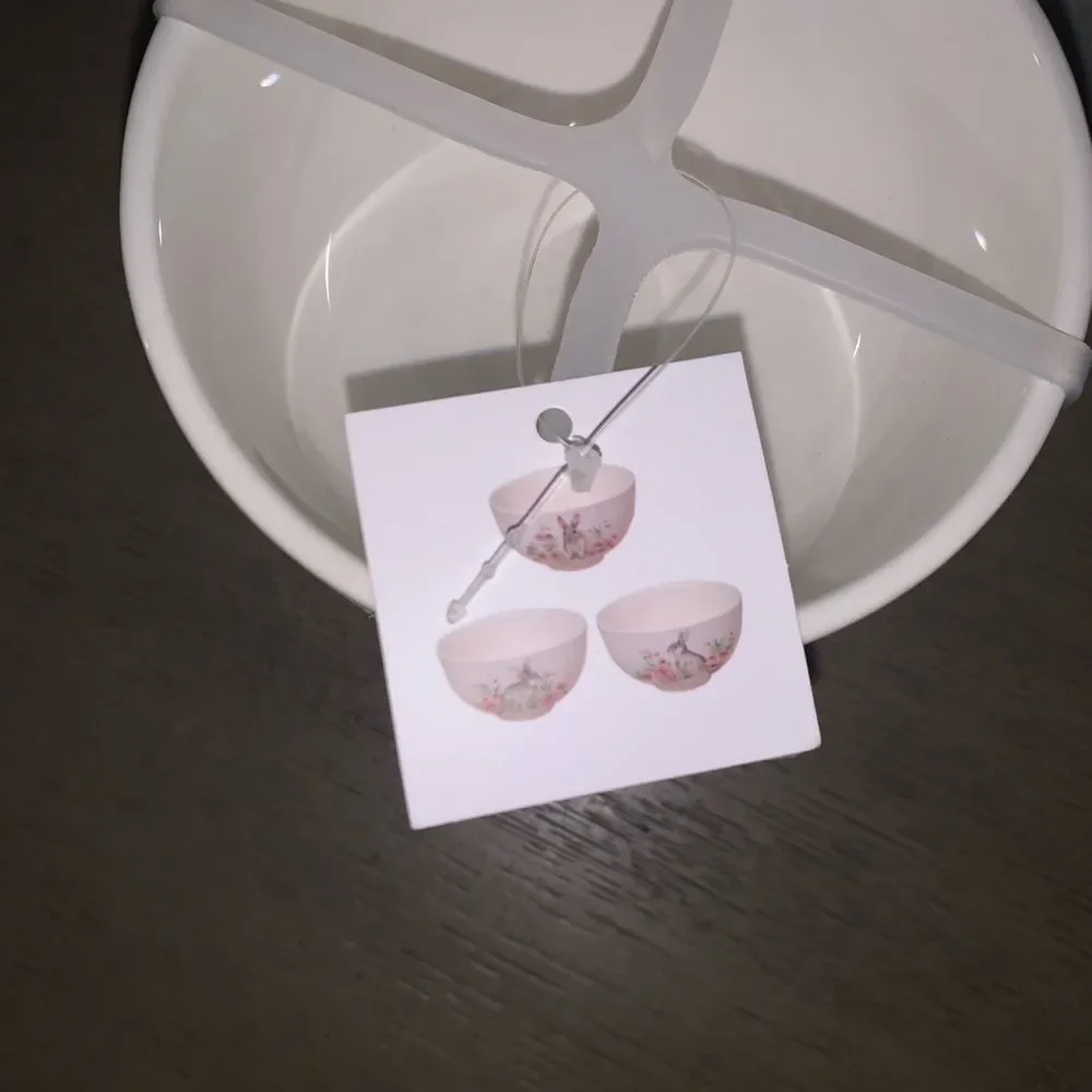 3 Piece Floral Easter Bunny Pastel Bowl Set
